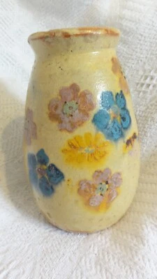 VASE POTERIE TERRE CUITE VERNISSEE JAUNE SUD OUEST? SAVOIE ? SOUFFLEHEIM ? - Photo 1/4