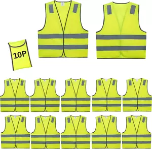 High Visibility Reflective Yellow Safety Vests 10 Pack Multiple Colors Free ship - Picture 1 of 22