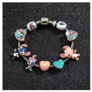LILO & STITCH 925 SILBER Bettel Armband Charm Murano Sicherheitskette Anhänger - Bild 1 von 5