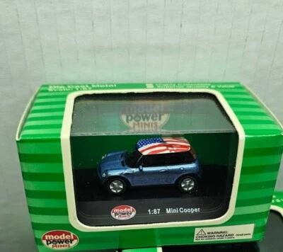 RTR MODEL POWER-BLUE MINI COOPER-IN DISPLAY CASE-HO SCALE 1/87 NIB - Image 1 of 3