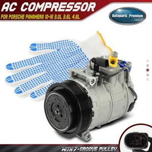 AC A/C Compressor w/ 7-Groove Pulley for Porsche Panamera 2010-2016 94812601103 - Picture 1 of 9