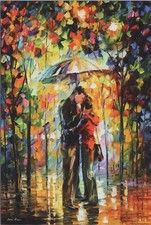 Leonid AFREMOV New Image Card 4"x6" UNP B2418~Kiss in the Park