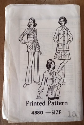 Vintage 70s Printed Sewing Pattern 4880 Trousers Skirt Jacket 18 40" UNCUT - Image 1 of 3