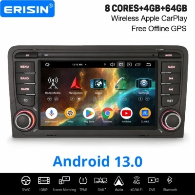 4GB+64GB Android 14 DAB+ Autoradio Carplay WLAN Navi für Audi A3 S3 RS3 RNSE-PU - Bild 1 von 4