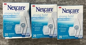 3M Nexcare Strong Hold Pain-Free Removal - 20 Assorted Bandages 3 Pack - Picture 1 of 7