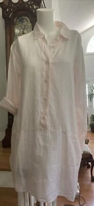 eileen fisher Irish Linen Blush Pink Collared Dress S EUC! - Picture 1 of 12