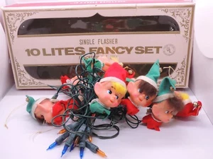 10 Pixie Elfe Knie Umarmung Baum Licht Strähne Vintage Weihnachten Haarglocke Elfenkopf - Bild 1 von 24