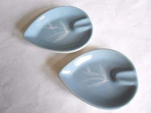Great Vintage Pair Winfield Santa Monica California Blue Art Pottery Ashtrays - Picture 1 of 6