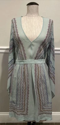 BCBG MAXAZRIA $298 Jenissa 100% 真丝女式腰带连衣裙-小号 — 第 1/4 张图片