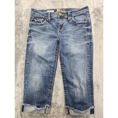 Kut Jeans Womens 2 Blue Natalie Low Rise Crop Raw Hem Cuffed Stretch Denim - Image 1 of 4