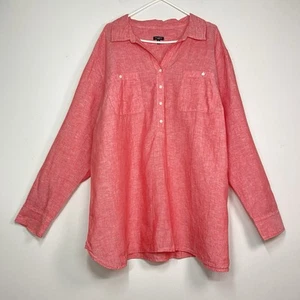 Talbots Leinen Tunika Top Damen Gr. 3X Koralle Rosa Strand Cover Up Popover Shirt - Bild 1 von 10