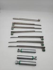 Lot 9pc 13 inch CE Fiber Optic Laryngoscope Blades &3 CE Handles - Picture 1 of 11