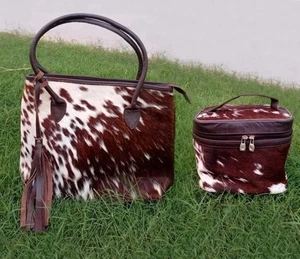Borsa donna vera pelle di mucca capelli su pelle borsetta grande western borsetta - Foto 1 di 3