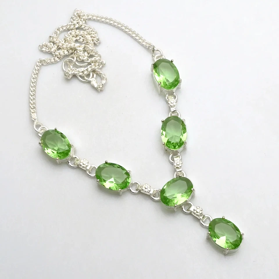 Collar étnico hecho a mano de piedras preciosas de peridoto joyería regalo para mujer 27 Gms AN 12875 Foto 1 de 1