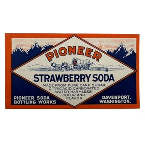 Pioneer Soda Bottling Works - STRAWBERRY Soda - Original Vintage Soda Label - Picture 1 of 1