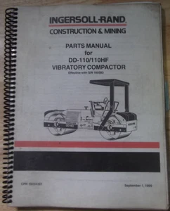 INGERSOLL RAND DD-110 DD-110HF COMPACTOR PARTS MANUAL BOOK CATALOG - Picture 1 of 3
