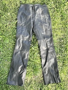 Wilson’s Maxima Vintage Women’s Moto Soft Black Leather Pants Size 8 Tall - Picture 1 of 7
