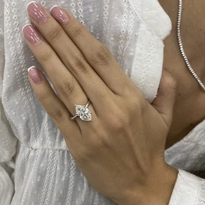Solitaire Diamond Marquise Cut Ring VS1 E 3 carat Lab Created 14k White Gold - Picture 1 of 14
