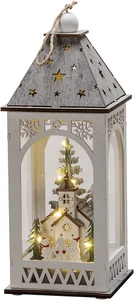 Luci Di Natale/Lanterna in Legno a LED Villaggio Di Natale Invernale/Uso Interno - Foto 1 di 12