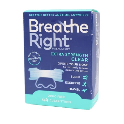 Breathe Right Extra Strength Drug-Free Clear Nasal Strips 44 Strips EXP 04/2028+ - Image 1 of 4