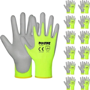 12 Pares Guantes de Trabajo Hombre PU Amarillo Alta Visibilidad Talla Grande - Bild 1 von 12