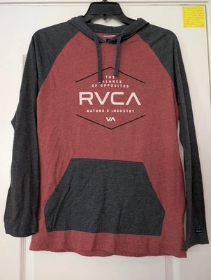 RVCA men’s red charcoal long sleeve hoodie M - Image 1 of 4