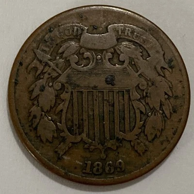 1869 US 2 Cent Coin 2c Exact Coin Imaged #2C118 - Image 1 of 2