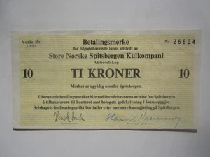 SPITZBERGEN NORWAY STORE 1976 NORSKE KULKOMPANI 10 CORONAS - Imagen 1 de 2