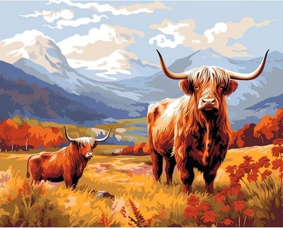 RICUVED Kuh Malen nach Zahlen Erwachsene -Tiere Malen nach Zahlen 40x50cm - Bild 1 von 4