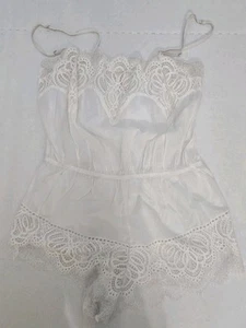 Victoria's Secret Mameluco Mujer Dream Angels Crochet Encaje Lencería Blanca Talla XL - Imagen 1 de 7