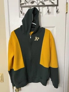 Athletics A’s Baseball Youth XL Sweatshirt Full-Zip Hoodie Green/Gold - Picture 1 of 3