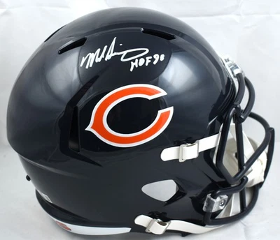 Casco de velocidad Mike Singletary autografiado por Bears F/S con patio - Beckett con holograma Foto 1 de 4