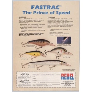 1985 Rebel Fastrac Fishing Lure Vintage Print Ad Casting Minnow Trolling Plug - Picture 1 of 1
