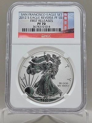S Silver Eagle 2012 prueba inversa primeros lanzamientos NGC PF 70 Foto 1 de 4