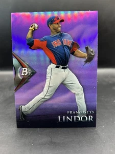 2014 Bowman Platinum #BPCP1 Francisco Lindor Chrome Prospects Purple Refractors - Picture 1 of 2