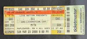 Vintage 2008 311 Concert Ticket Stub 23.03.08 - Myth, Maplewood, MN. - Bild 1 von 1