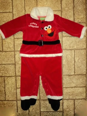 Traje de Papá Noel de Navidad Sesame Street Elmo. Talla Niño 12 Mos. Lindo! Foto 1 de 4