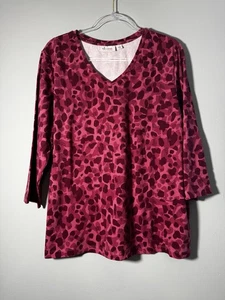 Top túnica Denim D & Co Talla XL estampado rojo mangas 3/4 con elástico - Imagen 1 de 5