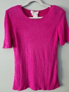 Vintage 80s ESCADA Margaretha Ley Fuchsia Pink Chenille ? Pullover 36 S / M - Picture 1 of 4