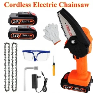 Mini Handheld Electric Chainsaw Cordless Chain Saw Wood Cutter Rechargeable 4 in - Picture 1 of 13