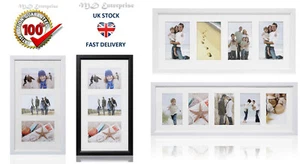 Multi Aperture Photo Picture Frames Holds 3 or 5 Photos White or Black For Gift - Picture 1 of 26