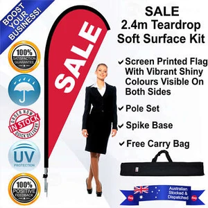 SALE Red 2.4m Teardrop Flag/Banner Kit with Spike *UV Protected *Outdoor - Picture 1 of 10
