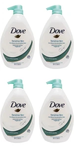 Dove Body Wash Sensitive Skin Hypoallergenic Soap Free Pump Bottle 4PK 33.8 - Picture 1 of 6