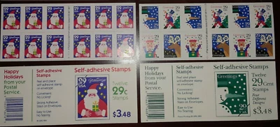 TWO 29¢ Booklets each of SANTA 2873 & GREETINGS 2799-2802 USA Christmas Stamps - Image 1 of 4
