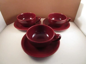 Vintage Vernon Kilns Ware Casual California Mahogany Red Brown 3 Cups Saucers C - Picture 1 of 10