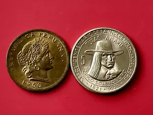 Peru 1960 - 20 Centavos 1960 Peru 5 Soles de Oro 1971 - Picture 1 of 2