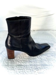 Vintage 90s Gucci Black Leather Square Toe Ankle Boots Made In Italy Womens 10 - Picture 1 of 14
