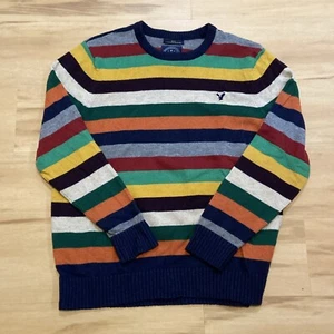 American Eagle Retro Striped Wool Blend Sweater Color Block Men's Rainbow Sz XXL - Picture 1 of 4