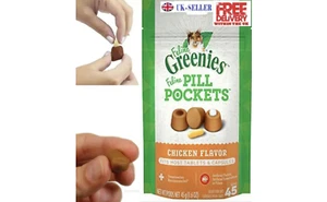 GREENIES Feline Chicken Pill Pockets 1.6oz 45 Count Hide Medication Treats - Picture 1 of 1