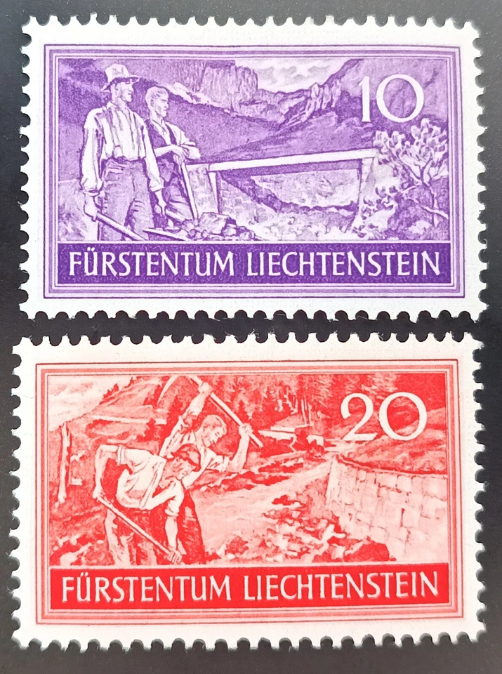 Liechtenstein 1937 stamp Schlucher bridge Malbun Scott# LI 132- 133 MLH  Lot 186 - Image 1 of 2